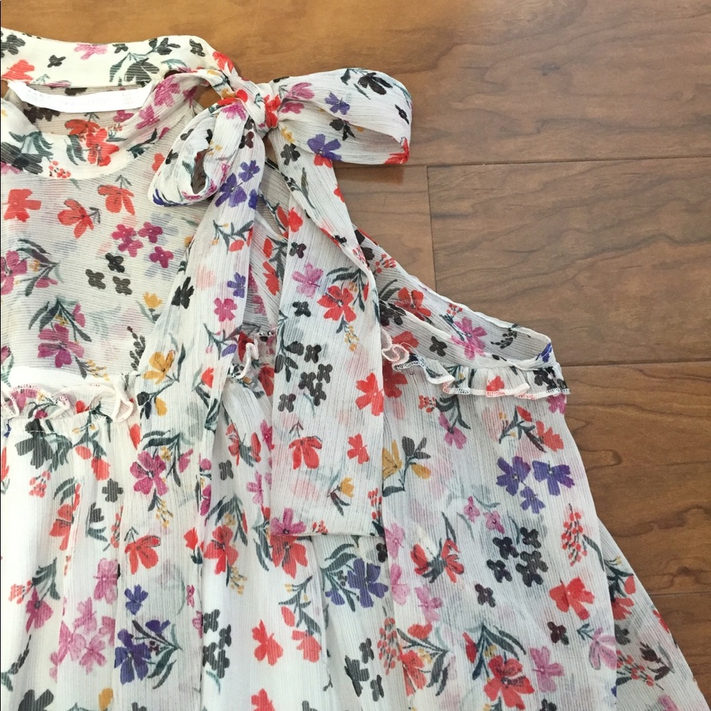 Zara cold shoulder floral top size small